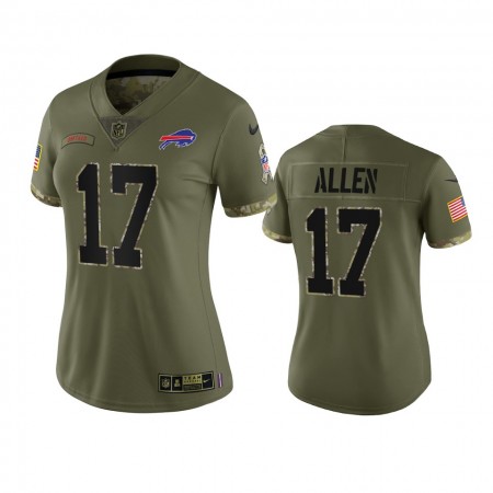 Nainen Buffalo Bills NFL Pelipaita Josh Allen 17 Olive 2022 Salute To Service Limited